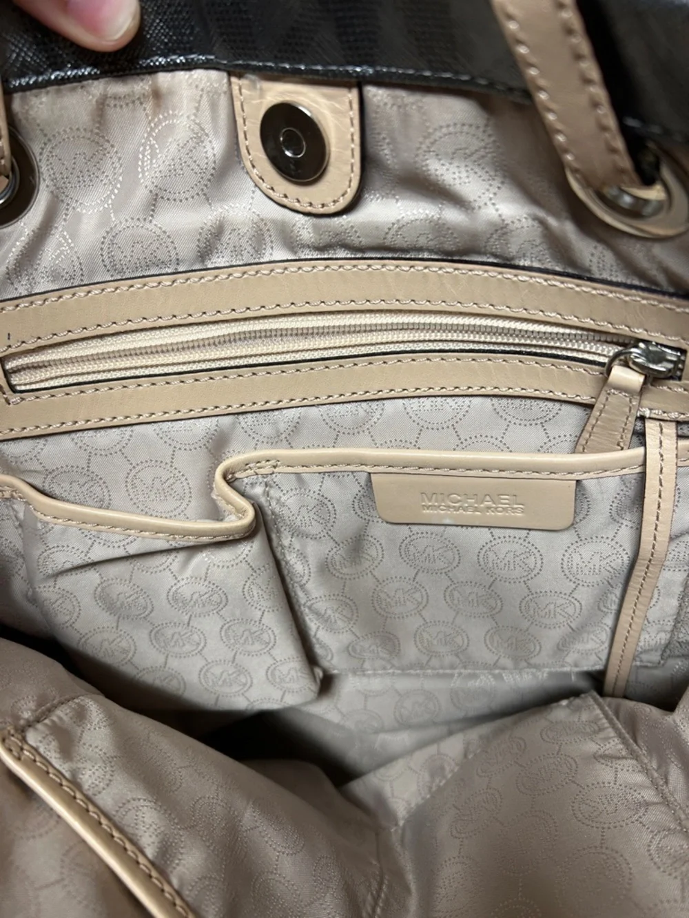 Michael Kors Black Tote with Tan Straps - Picture 2 of 4